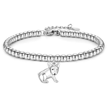 Imagem de PODLEV Presentes para amantes de cães, pulseiras de contas de aço inoxidável, Dachshund/Corgi/Chihuahua/Bulldog/Boston Terrier/Golden Retriever, presentes para mulheres, meninas, amantes de cães, mães