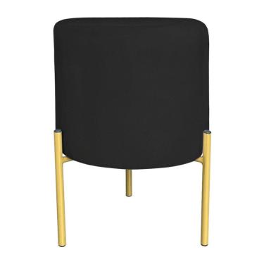Imagem de Puff Decorativo Soren Suede Preto Pés De Ferro Dourado - Pallazio