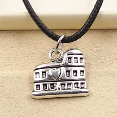 Imagem de EDCRFV Colar Pingente Romano Itália Couro Preto Feminino Couro Punk Presente Amizade