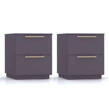 Imagem de Kit 2 Mesas De Cabeceira Dubai 2 Gavetas Alasca Vr