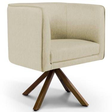 Imagem de Poltrona Decorativa Giratória Base Giromad Madeira Betina C-129 Linho Bege - Domi