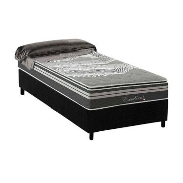 Imagem de Conjunto Box Solteiro: Colchão Molas Paropas Excellent Grafite + Base Crc Suede Black (88x188)