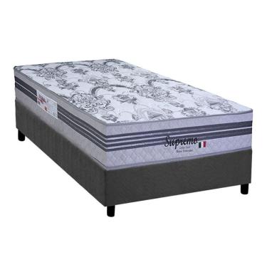 Imagem de Conjunto Box Solteiro: Colchão Molas Paropas Ensacadas Supremo Gray + Base Crc Suede Gray (88x188)