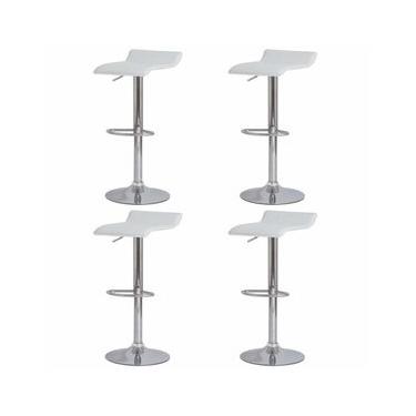 Imagem de Conjunto 4 Banquetas Altas Estofadas Para Cozinha Balcão Bancada Ilha Giratória Belo Horizonte Tóquio Bh Branco