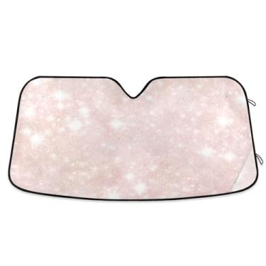 Imagem de ATTX Para-brisa de carro com textura de glitter rosa 134.6 cm x 59.7 cm Escudo solar universal com proteção UV, persiana de janela frontal automática dobrável para caminhões Sedans SUVs #290
