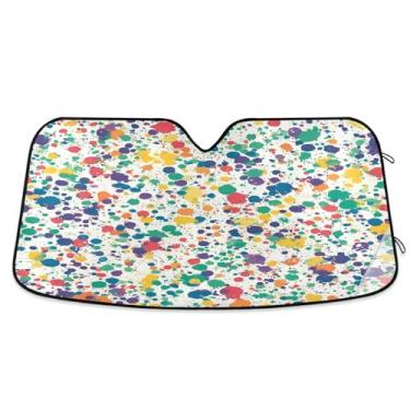 Imagem de ATTX Pára-brisas de carro com respingos de tinta colorida 134.6 cm x 59.7 cm Protetor solar universal com proteção UV, persiana de janela frontal automática dobrável para caminhões Sedans SUVs #811