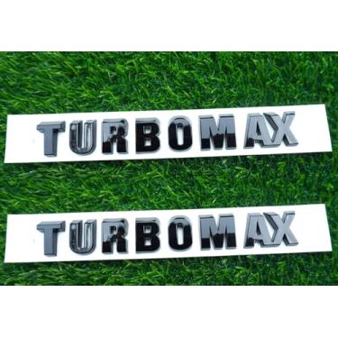 Imagem de 2 peças 2024-2025 Turbomax emblemas 3D crachá placa de identificação capuz letras logotipo substituição para Turbo-max 85079242 (preto brilhante)