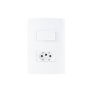 Imagem de Interruptor Paralel. 10A e Tomada 2P+T 10A MarGirius Sleek com Placa 4x2 Branco
