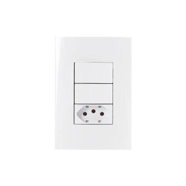 Imagem de Interruptor Paralel. Duplo 10A e Tomada 2P+T 20A MarGirius Sleek com Placa 4x2 Branco