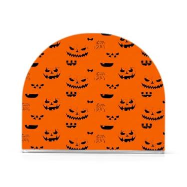 Imagem de Qilmy Porta-guardanapos de acrílico Lantern Pumpkin Faces, suporte de guardanapo de coquetel de plástico transparente para mesas de restaurante de cozinha, 2 peças