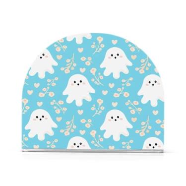 Imagem de JUZIHAI Porta-guardanapos de fantasmas de Halloween de desenho animado para mesa, dispensador de guardanapo de acrílico, suporte de lenços independente de mesa para cozinha, jantar, bar, festa