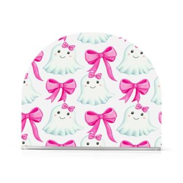 Imagem de Qilmy Porta-guardanapos de acrílico fantasma de Halloween, suporte de guardanapo de coquetel de plástico transparente para mesas de restaurante de cozinha, 1 peça