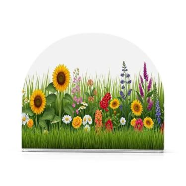 Imagem de JUZIHAI Porta-guardanapos de flores para mesa dispensador de guardanapos de acrílico para mesa suporte de lenços independente para cozinha sala de jantar bar festa decoração de casa