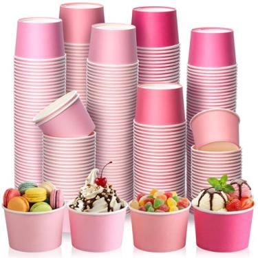 Imagem de Nuenen 300 peças de copos de papel de sorvete de Natal de 236 ml, copos de sobremesa descartáveis a granel, tigelas de sobremesa de papel de cor sólida para lanches, sundae, lembrancinhas de festa