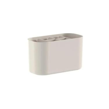 Imagem de Organizador de Maquiagem Multiuso, Plástico Bege, 6 Divisórias, Design Minimalista, para Produtos de Beleza e Cuidados Pessoais, 11 x 17 x 9 cm