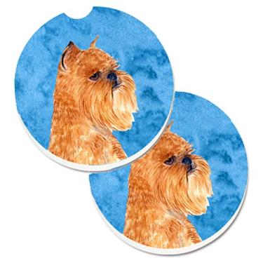 Imagem de Caroline's Treasures SS4770-BUCARC Blue Brussels Griffon Conjunto de 2 porta-copos para carro, grande, multicolorido