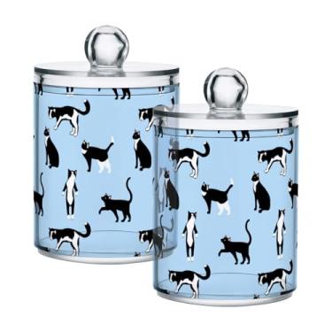 Imagem de Qilmy Qtip Suporte de boticário branco de 400 ml, frasco de plástico transparente com tampa, dispensador de recipiente de banheiro para bola de algodão, cotonete, fio dental, pacote com 2