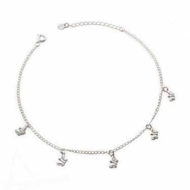 Imagem de Tornozeleira Corrente e Borboletas Folheada a Prata-Unissex