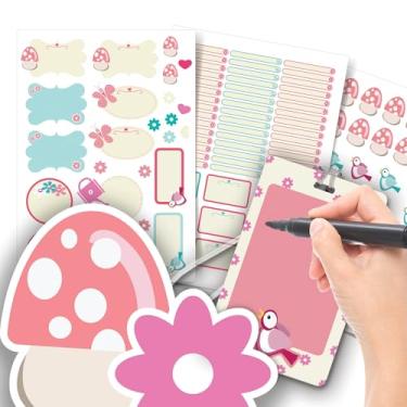 Imagem de Etiqueta Escolar Menina com TAG + Caneta (Flores Jardim, Etiquetas + 1 TAG de Mochila)