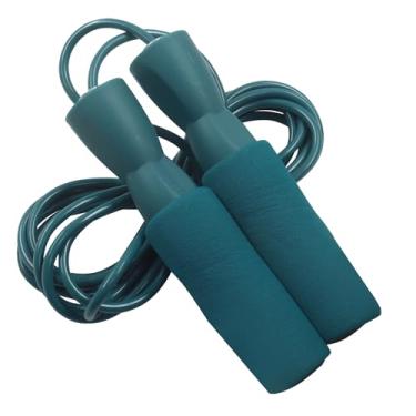 Imagem de Auvotuis Corda de pular sem emaranhados, corda de salto de aço turquesa com alças de espuma para exercícios cardiovasculares e de treinamento