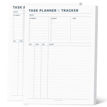Imagem de Agenda de tarefas e rastreador 21 x 27 cm, bloco de notas para 70 folhas – Organizador de projetos com registro de tempo, prioridade máxima, acompanhamento – bloco de notas para casa e escritório