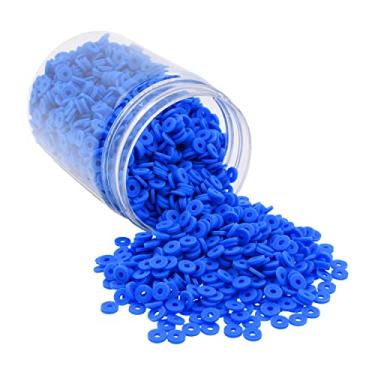 Imagem de Mandala Crafts Kit de contas de argila de polímero azul de 4 mm para pulseiras da amizade - 6000 contas azuis Heishi contas de disco para fazer joias espaçadores redondos - contas planas para fazer