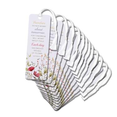 Imagem de Dicksons Marcador de livro com borla cristã inspiradora para livros, estudo da Bíblia, diários 5 x 15 cm, cartolina, não se preocupe com o amanhã, pacote com 12