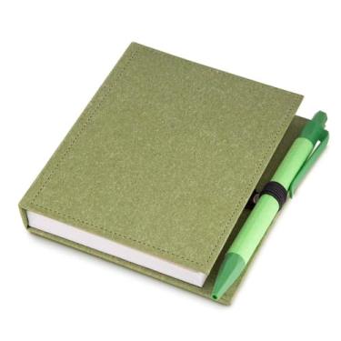 Imagem de Bloco de Anotações Ecológico com Capa Dura, 100 Folhas, Caneta Reciclada, Sticky Notes, 13,5x11,5x1,2cm, Disponível (1, Verde)