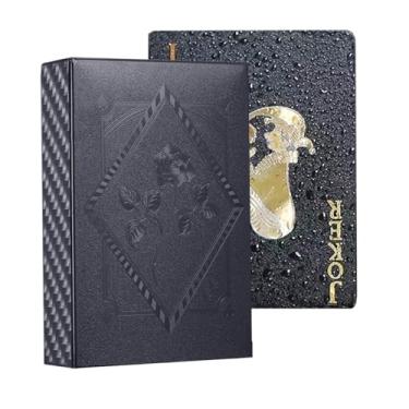 Imagem de Professional Waterproof Plastic Black Playing Cards Easy to Shuffle Durable Casino Grade Deck of Cards for Poker, Blackjack, Card Games, and Magic Tricks (Classic Black)