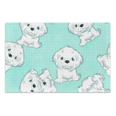 Imagem de Quebra-cabeça de 500 peças para adultos quebra-cabeça presentes brancos fofos filhotes de cachorro cor pastel divertido quebra-cabeça rígido animal arte colorida, 51 x 35 centímetros