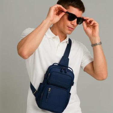 Imagem de Mochila Transversal Masculina Shoulder Bag Bolsa Lateral Masculina Cas