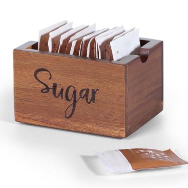 Imagem de NOOETAH Organizador de pacote de açúcar acácia para cafeteria, pacotes de madeira de fazenda, recipiente de açúcar, pequeno organizador de saquinhos de chá para mesa de escritório, hotel, restaurante