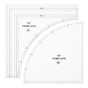 Imagem de Smgda Drunkards Path Modelos de acolchoamento, régua de acrílico transparente de 25,4 cm, réguas grandes e modelo para artesanato faça você mesmo padrões de corte com suprimentos de costura de 0,6 cm