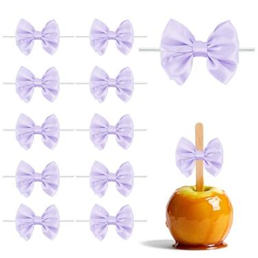 Imagem de Laços de fita de cetim roxa para embrulho de presente, 16 peças de laços torcidos pré-fabricados de 9,5 cm para sacolas de petiscos, bolos, artesanato, lembrancinhas de aniversário de casamento e chá
