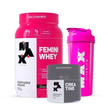 Imagem de Combo Whey Feminino 900g, Creatina 150g e Coqueteleira-Feminino