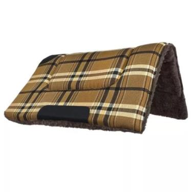 Imagem de Manta baixeiro para cavalo reforçado country luxo manta de sela quarto de milha americana super oferta menor preço (Xadrez Marrom c/Marrom)