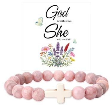 Imagem de Pulseira cristã para mulheres, presentes católicos, pulseiras religiosas, cruz, acessórios bíblicos, presentes baseados na fé, presente espiritual de Natal, aniversário, dia dos namorados, presente de