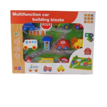 Imagem de Brinquedo Educativo Madeira Labirinto de Carros Trem Lúdico Alinhavo