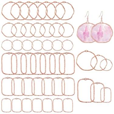 Imagem de 48 pingentes de moldura aberta de liga metálica, 6 estilos de anéis de moldura oca para fabricação de joias de resina, moldes de biséis em branco para artesanato, brincos, colares, pulseiras