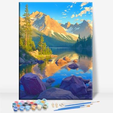 Imagem de MOUNT MASSIVE COLORADO Tela emoldurada DIY Kit de pintura por números bar café caverna sala de casa parede banheiro varanda pátio decoração presente, 40,6 x 30,5 cm
