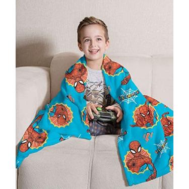 Imagem de Manta Fleece de Sofá Solteiro Estampada Spider Man 1,25m x 1,50m Com 1 peça - Produto Importado, Lepper, Azul