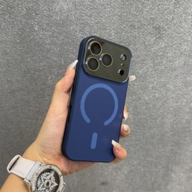 Imagem de Capa magnética fosca com acabamento eletrogalvanizado para iPhone 17, 16, 15, 14, 13, 12 Pro Max e 17 Air, com película protetora para todas as lentes, azul escuro, compatível com iPhone 13 Pro.