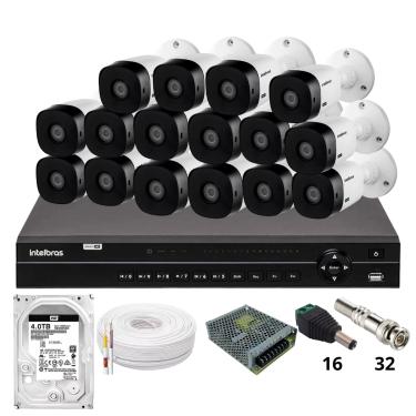 Imagem de Kit 16 Câmeras 1120b Intelbras Dvr Mhdx Intelbras 1232 Hd 4tb