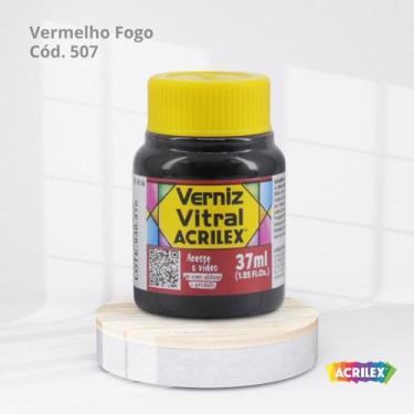 Imagem de Verniz Vitral Tinta Para Vidro com 37ML cor VERMELHO FOGO cód. 507 - A