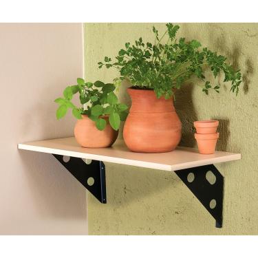 Imagem de Prateleira em Madeira Maple 40x25x1,5 cm com Suporte Metálico Preto Tramontina