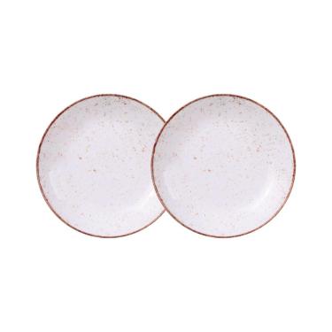 Imagem de Jogo de Pratos Fundo 2 Peças Rústico 22 cm Porcelana Decorada Tramontina