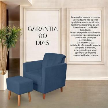 Imagem de Kit Poltrona Angelina Confortavel Luxo 1 Puff Suede Azul Marinho - Son