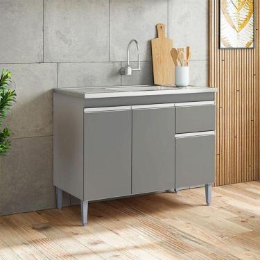 Imagem de Balcão De Pia Ambiente Tatiane 100cm Cinza Fosco - Ajl