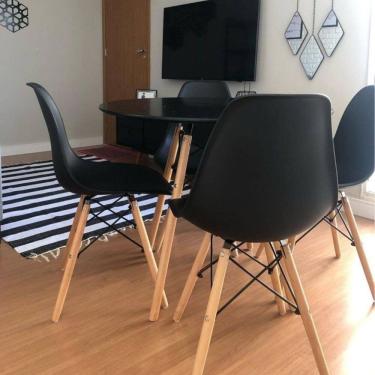 Imagem de Conjunto Mesa de Jantar 120cm Redonda com 04 Cadeiras Eiffel Preto