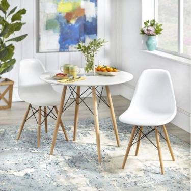 Imagem de Mesa de Jantar 80cm Redonda e 2 Cadeiras Eiffel Branco